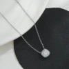 Diamond rounded corner square silver necklace for women, closely set with small diamonds, sugar cube pendant, fine O-chain, cool and simple collarbone chain, factory direct sales Specification image